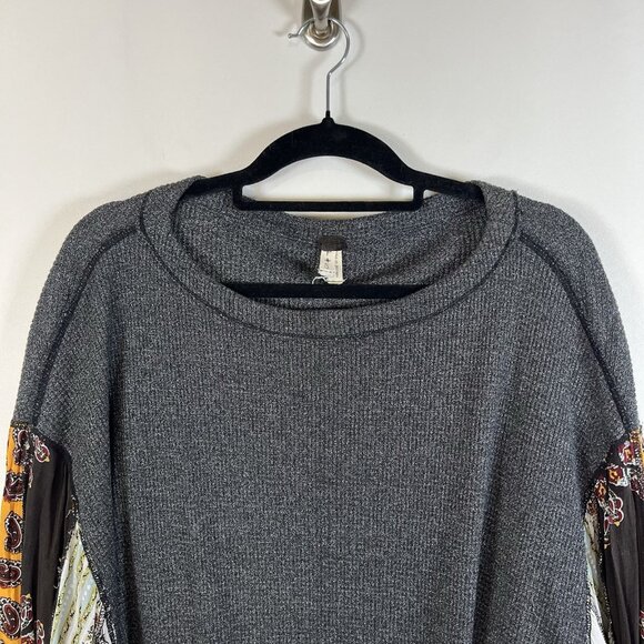 We The Free Blossom Thermal Balloon Sleeve Bandana Print Boho Top‎ Womens Size S - Picture 2 of 9